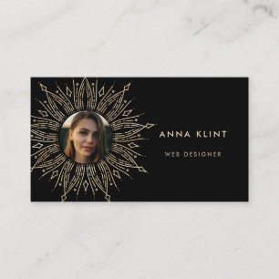Carte De Visite Black & Gold sunburframe art déco photo