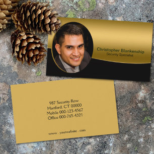 Carte De Visite Black Gold Toute photo personnalisée professionnel