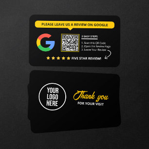 Carte De Visite Black Google Commentaires QR Code Business Review 
