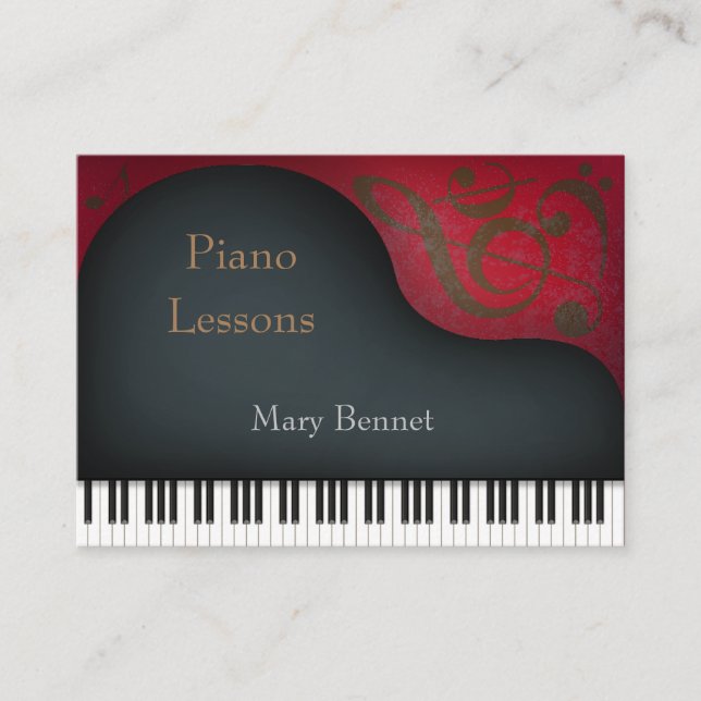 Carte De Visite Black Grand Piano Music Professionnel & Educateur (Devant)