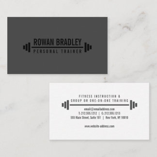 Carte De Visite Black & Gray Minimalist Personal Trainer Fitness