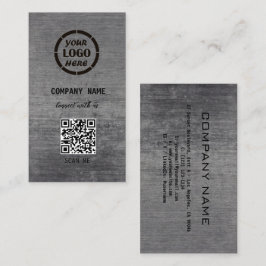 Carte De Visite Black Grey Design professionnel moderne QR Code