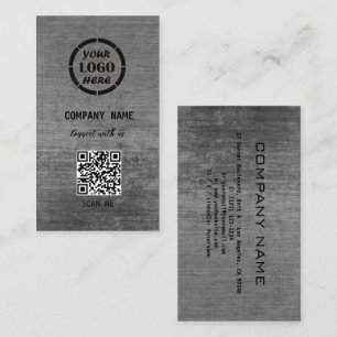 Carte De Visite Black Grey Design professionnel moderne QR Code