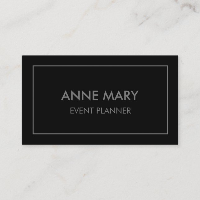 Carte De Visite Black Grey Event Planner Modern Elegant Cool (Devant)