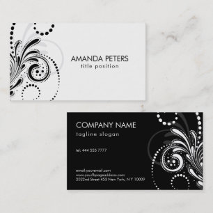Carte De Visite Black Grey Frotte sur White Arrière - plan Busines