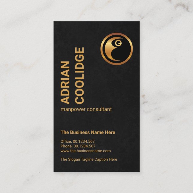Carte De Visite Black Grunge Texture Gold Main-d'oeuvre Consultant (Devant)