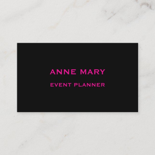 Carte De Visite Black Hot Pink Retro Modern Trendy Professional (Devant)