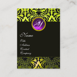 CARTE DE VISITE BLACK JAUNE DOMMASK PURPLE AMÉTHYST GEM MONOGRAM