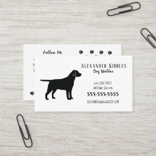 Carte De Visite Black Lab Dog Walker