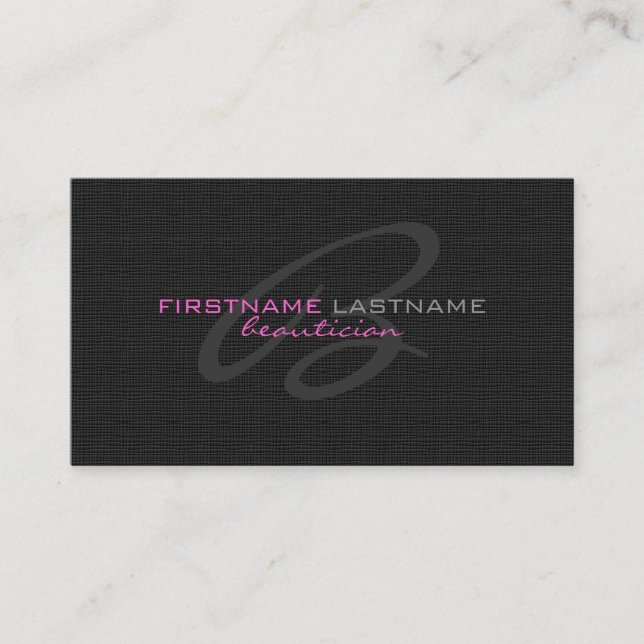 Carte De Visite Black Linen Burlap Texture Beautician Card (Devant)