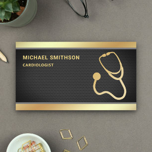 Carte De Visite Black Mesh Gold Stethoscope Médicale Professionnel