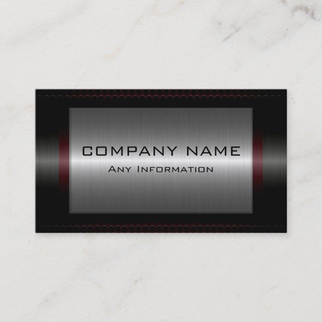Carte De Visite Black Metallic Argent Gris Acier Métal Look #19 (Devant)