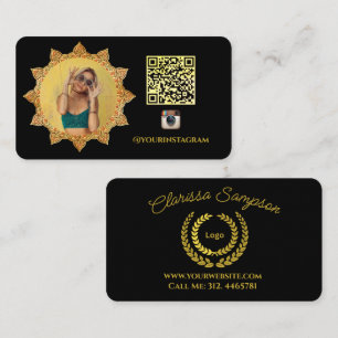 Carte De Visite Black Modern Sun Logo Médias sociaux