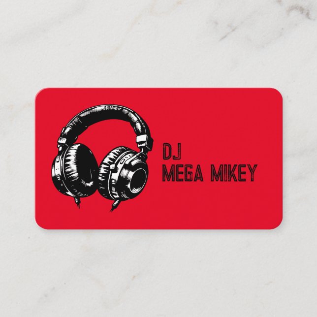 Carte De Visite Black Music Headphones Dance DJ Anniversaire (Devant)