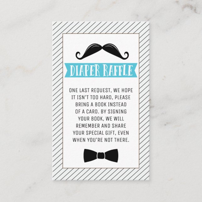 Carte De Visite Black Mustache Little Man Demande de livre (Devant)