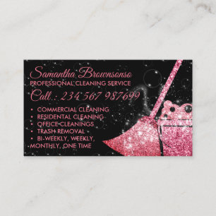 Carte De Visite Black Orange Luxury Cleaning Maid Janitorial