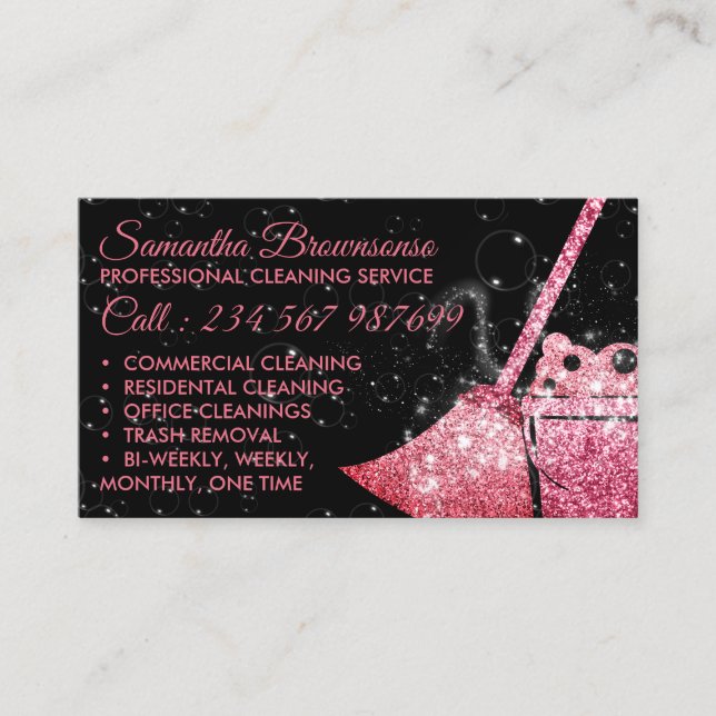 Carte De Visite Black Orange Luxury Cleaning Maid Janitorial (Devant)