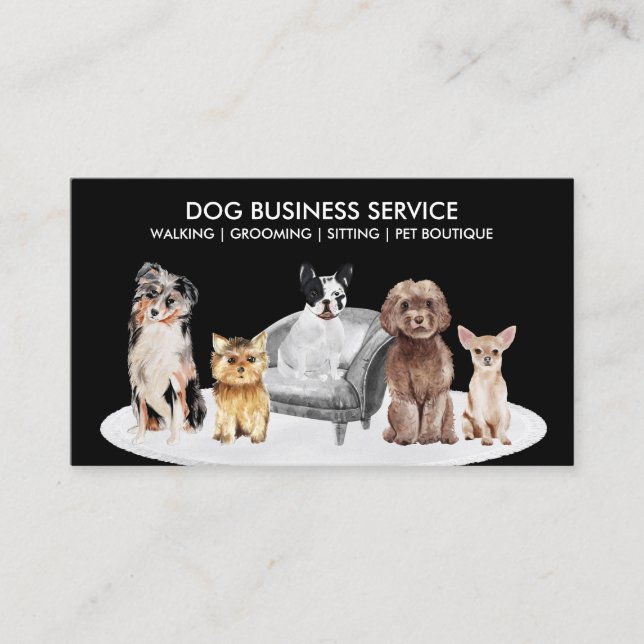 Carte De Visite Black Pet Sitter Walker Sofa Home chien vétérinair (Devant)