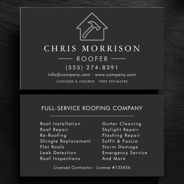 Carte De Visite Black Roofing Professional Roofer (Créateur téléchargé)