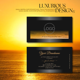 Carte De Visite Black Shimmery Frame Orange Motif et logo de marqu