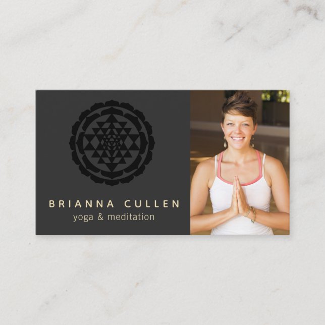 Carte De Visite Black Shri Yantra, Méditation Yoga Ajouter photo (Devant)