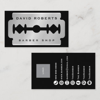 Carte De Visite Black Silver Razor Blade Barber Business Card