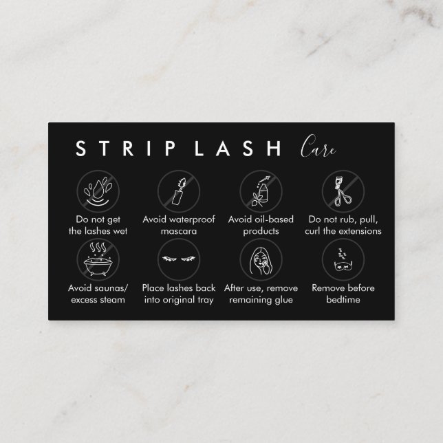 Carte De Visite Black Strip Lash Aftercare (Dos)