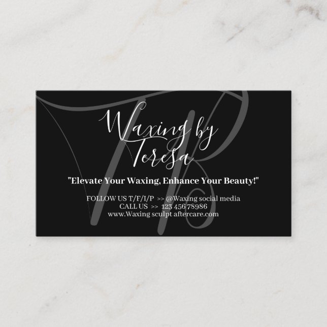 Carte De Visite Black Waxing postcare douze conseils (Devant)