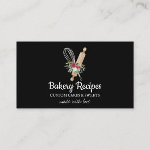Carte De Visite Black Whisk Rolling Pin Maison fait boulangerie Ch