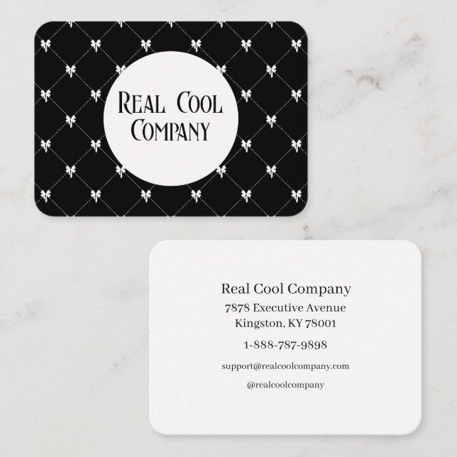 Carte De Visite Black & White Bow Monogram Business Card (Devant / Derrière)