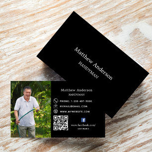 Carte De Visite Black white home réparations photo QR code handyma