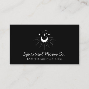 Carte De Visite Black White Lune Stars Spirituel Reiki