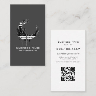 Carte De Visite Black & White Motherboard Swirl • Custom Editable 