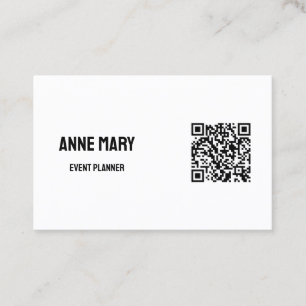 Carte De Visite Black White QR Code Modern Mariage Event Planner