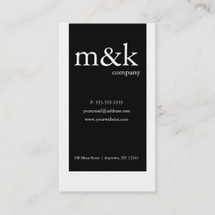 Carte De Visite Black & White Vertical Company ou personnel