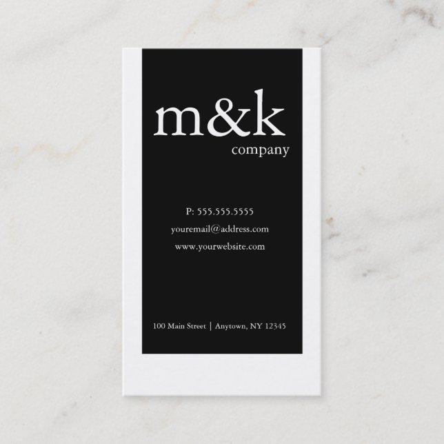 Carte De Visite Black & White Vertical Company ou personnel (Devant)