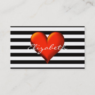 Carte De Visite Black Wht Horiz Bande Rouge Métallurgique Monogram