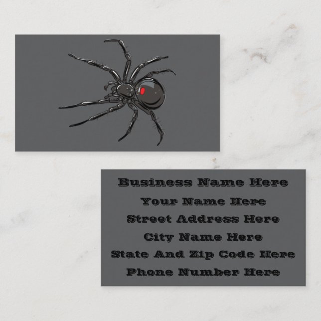 Carte De Visite Black Widow Spider Dessin original (Devant / Derrière)