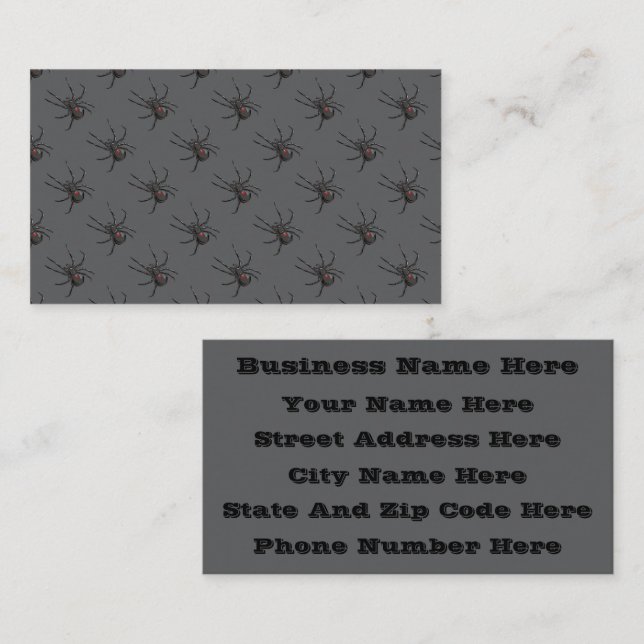 Carte De Visite Black Widow Spider Dessin original (Devant / Derrière)