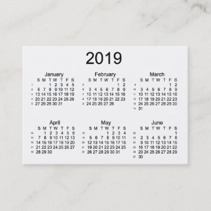 Carte De Visite Blanc 2019 calendrier de 52 semaines par des