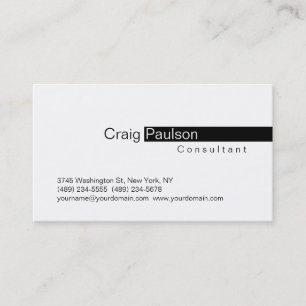 Carte de visite blanc à rayures noires simple et t