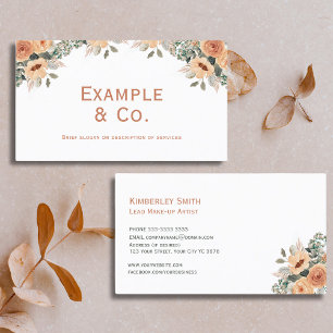Carte de visite blanc, abricot floral, pas de logo