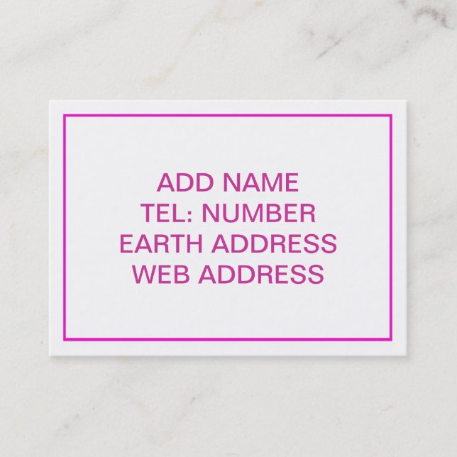 Carte De Visite Blanc avec cadre rose (Devant)