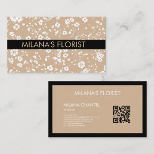 Carte De Visite Blanc Beige Daisy Moderne Hippie Fleur Fleuriste 