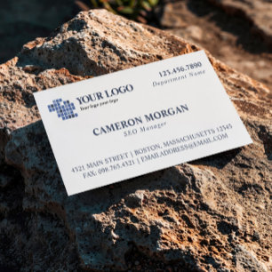 Carte De Visite Blanc Bleu Bleu Professionnel Ajouter un logo