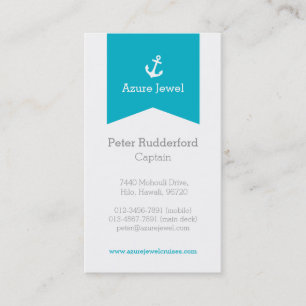 Carte de visite blanc bleu de yacht d'aqua d'Ancre