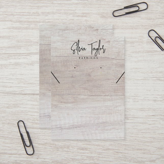 Carte De Visite Blanc Bois Votre Logo Écran D'Écoute (Devant/Arrière en situation)