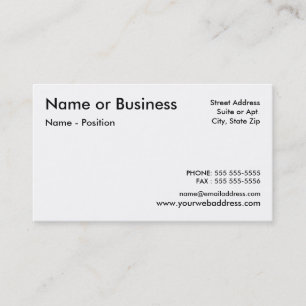 Carte De Visite Blanc de base (disposition 1)