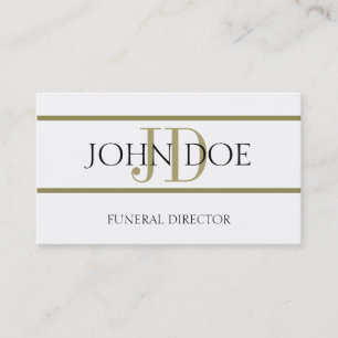 Carte De Visite Blanc de directeur des pompes funèbres/rayure d'or