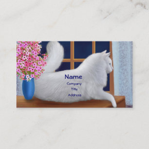 Carte de visite blanc élégant de chat